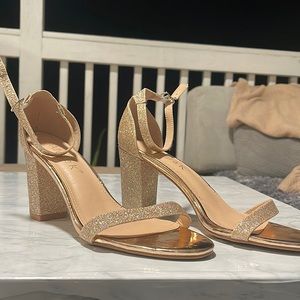 Gold glitter heels